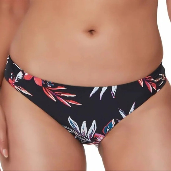 Bar III Tropical Escape Floral Print Hipster Bikini Swim Bottoms‎ Black Size S - Picture 1 of 12
